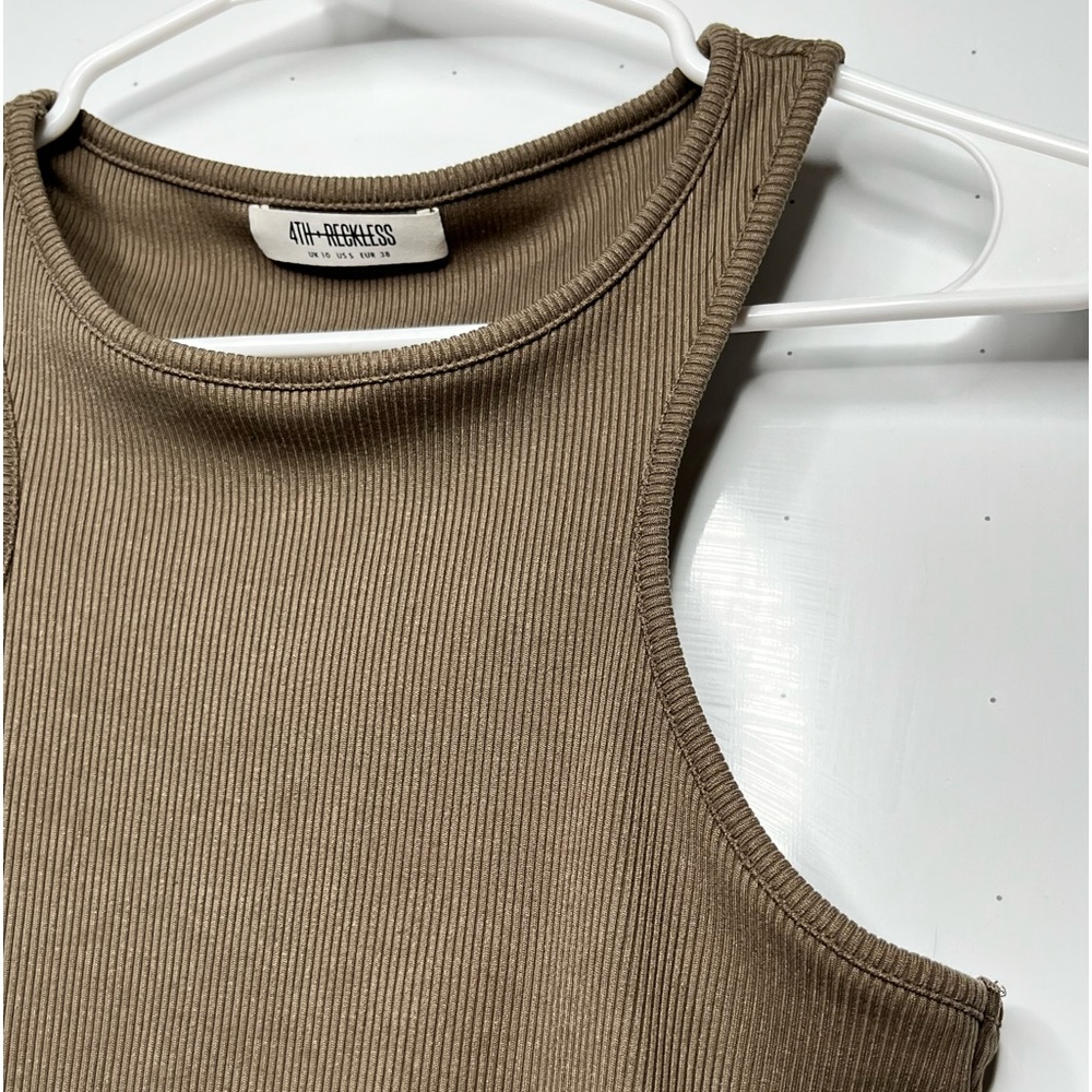 Tight Brown Textured Active Wear 4th Reckless Tank Top